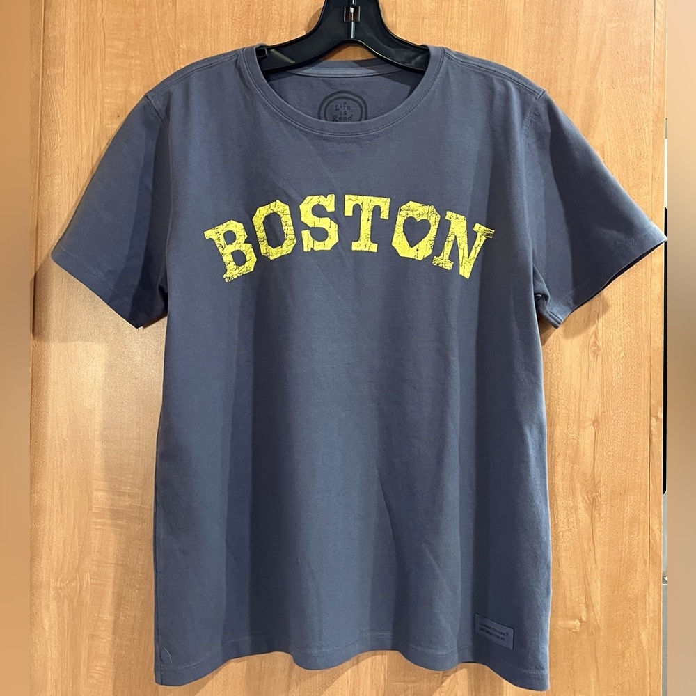 Boston ‘Life is Good’ women’s relaxed fit gray tee sz S